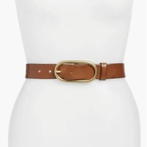 Treasure & Bond Tan Leather Belt with Gold Buckle